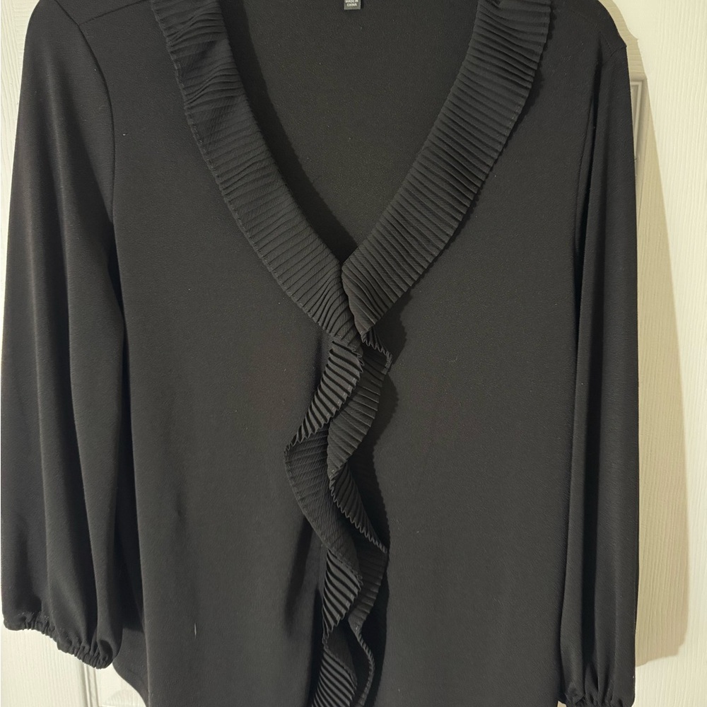 Elegant Black Ruffled Women's Top